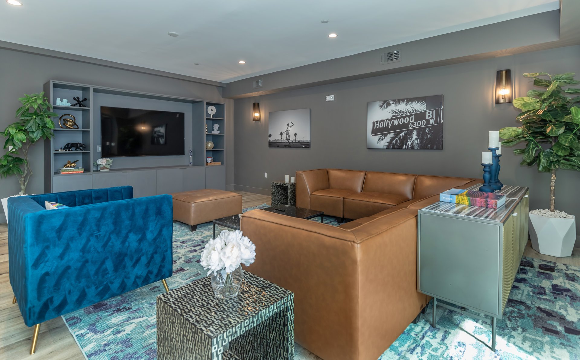 a room with furniture and a tv
