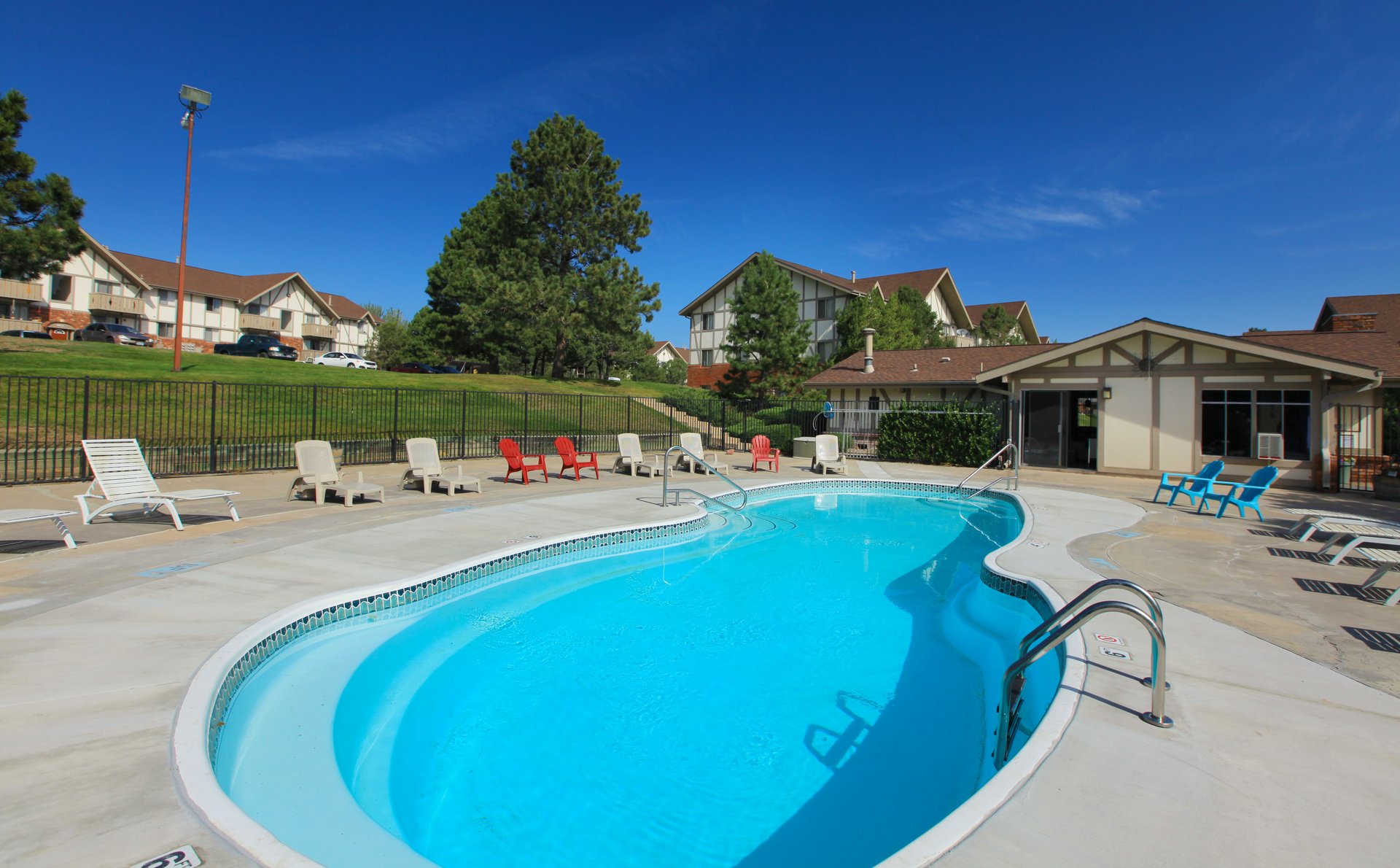 a blue pool of water