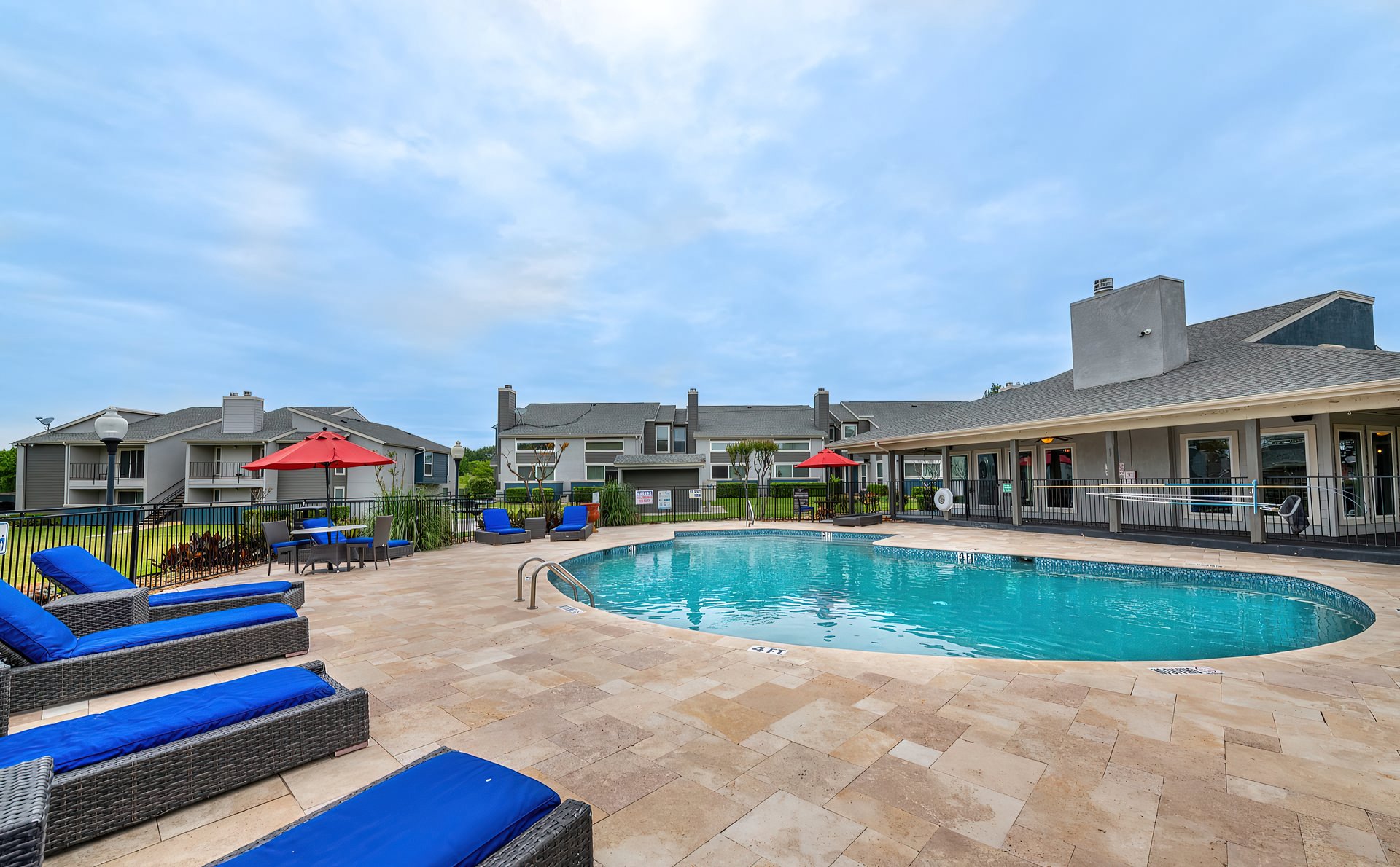 a blue pool of water