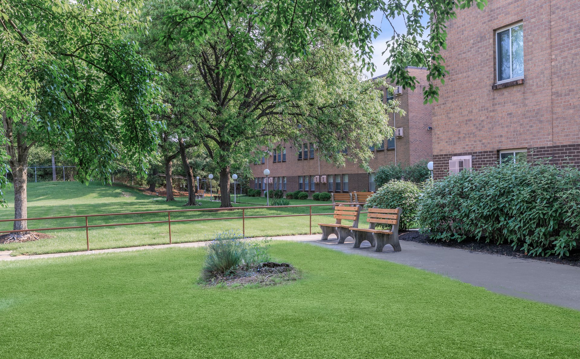 a large lawn in front of a building