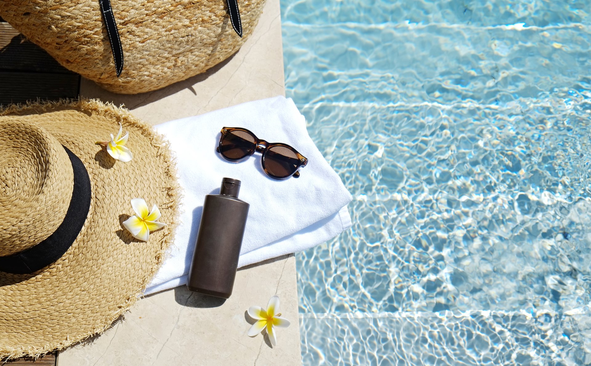 accessories by a swimming pool